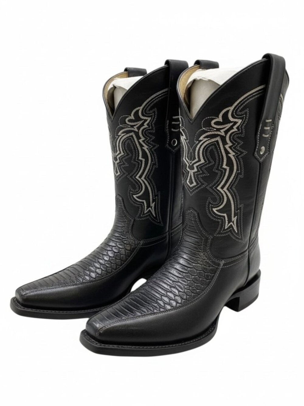 NEW FORASTERO Mens Leather Western Cowboy Embroidered Boots Size 7 Black 58879